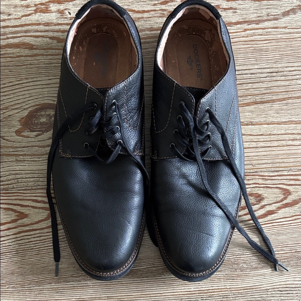 Dockers Black Leather Lace-Up Derby Shoes 11M